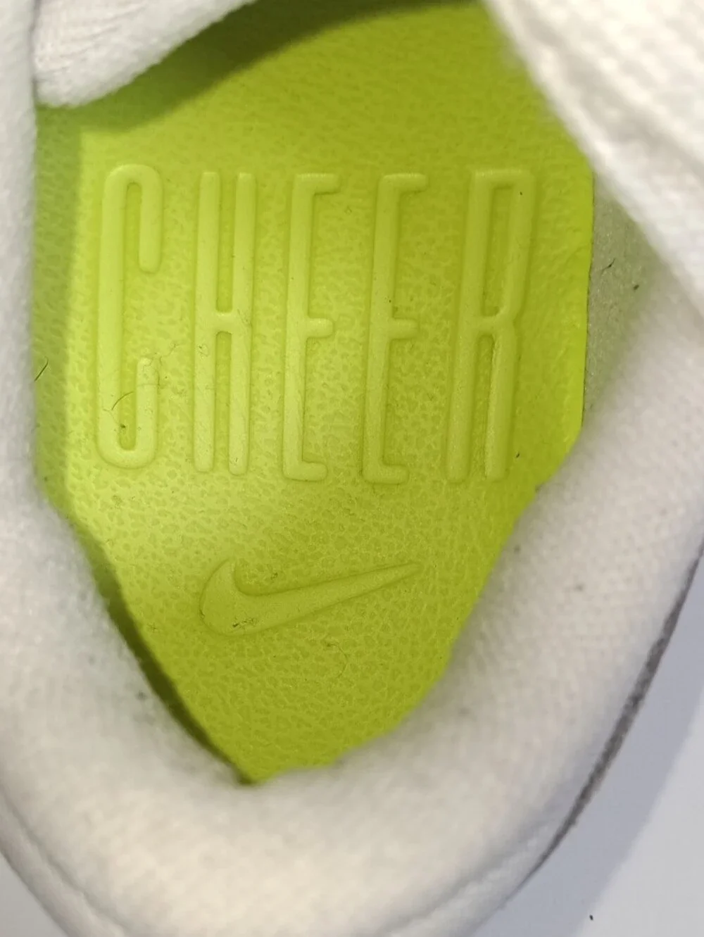 Nike Cheer Women’s White Training Sneakers with Lime Insole Accent